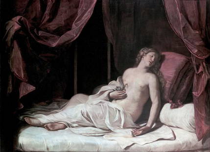 Guercino - Death of Cleopatra: Artist: Guercino - Title: Death of Cleopatra - Medium: Fine Art Reproduction Giclee on Canvas - Image Size: Approximately 23 inches x 32 inches - Unframed on Unstretched Canvas - Biography: Giovanni