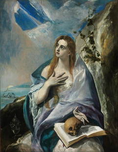 El Greco - The Penitent Magdalene: Artist: El Greco - Title: The Penitent Magdalene - Medium: Fine Art Reproduction Giclee on Canvas - Image Size: Approximately 20 inches x 15.5 inches - Unframed on Unstretched Canvas - Biography: