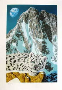 Schimmel "Snow Leopard": Schimmel "Snow Leopard" Hand Signed and Numbered Limited Edition Serigraph on Paper Dimensions: 29 x 20 Inches (Note: Edition number received may differ from photo)