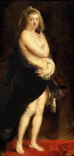 Sir Peter Paul Rubens - Helena Fourment in a Fur Robe: Artist: Sir Peter Paul Rubens - Title: Helena Fourment in a Fur Robe - Medium: Fine Art Reproduction Giclee on Canvas - Image Size: Approximately 32 inches x 15.5 inches - Unframed on Unstretched