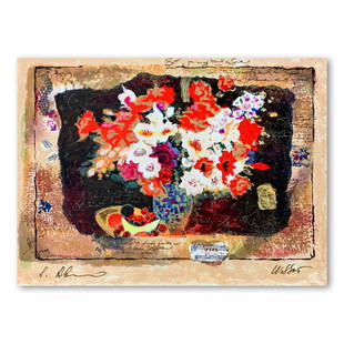 Heart Bouquet by Alexander & Wissotzky: This is a limited edition serigraph on deckle edged paper by Alexander Galtchansky (1959-2008) and Tanya Wissotzky (1959-2006). It is numbered and hand signed and includes a letter of authenticity.