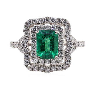 1.46 ctw Emerald and Diamond Ring - Platinum: One 1.46ct Emerald and Diamond Ring - Platinum. AIG certified. See Appraisal for more details. AIG Appraised.