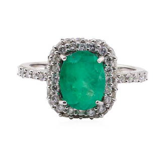 1.96 ctw Emerald and Diamond Ring - 14KT White Gold: One 1.96ct Emerald and Diamond Ring - 14KT White Gold. AIG certified. See Appraisal for more details. AIG Appraised.