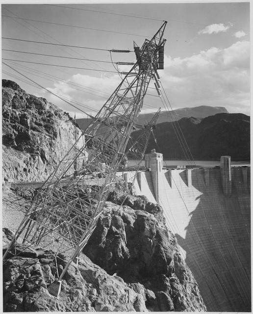 Adams - Boulder Dam Lines 2: Artist: Ansel Adams - Title: Boulder Dam Lines 2 - Medium: Fine Art Reproduction Giclee on Canvas - Image Size: Approximately 25.75 inches x 32 inches - Unframed on Unstretched Canvas - Biography: As 