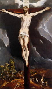 El Greco - Christ on the Cross [2]: Artist: El Greco - Title: Christ on the Cross [2] - Medium: Fine Art Giclee on Canvas - Image Size: Approximately 32 inches x 18.75 inches - Unframed on Unstretched Canvas - Biography: Domenikos