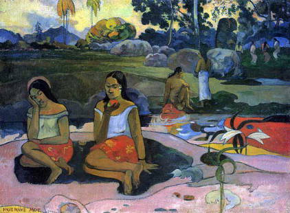 Paul Gauguin - Nave Nave Moe: Artist: Paul Gauguin - Title: Nave Nave Moe - Medium: Fine Art Reproduction Giclee on Canvas - Image Size: Approximately 14.5 inches x 20 inches - Unframed on Unstretched Canvas - Biography: French