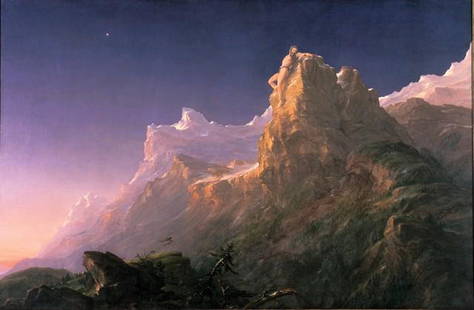 Thomas Cole - Prometheus Bound: Artist: Thomas Cole - Title: Prometheus Bound - Medium: Fine Art Giclee on Canvas - Image Size: Approximately 21 inches x 32 inches - Framed: Unframed on Unstretched Canvas - Biography: Thomas