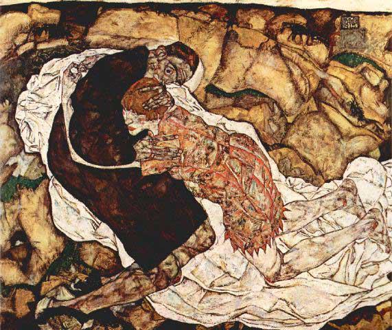 Egon Schiele - Death And The Woman: Artist: Egon Schiele - Title: Death And The Woman - Medium: Fine Art Reproduction Giclee on Canvas - Image Size: Approximately 16.75 inches x 20 inches - Unframed on Unstretched Canvas - Biography: Eg