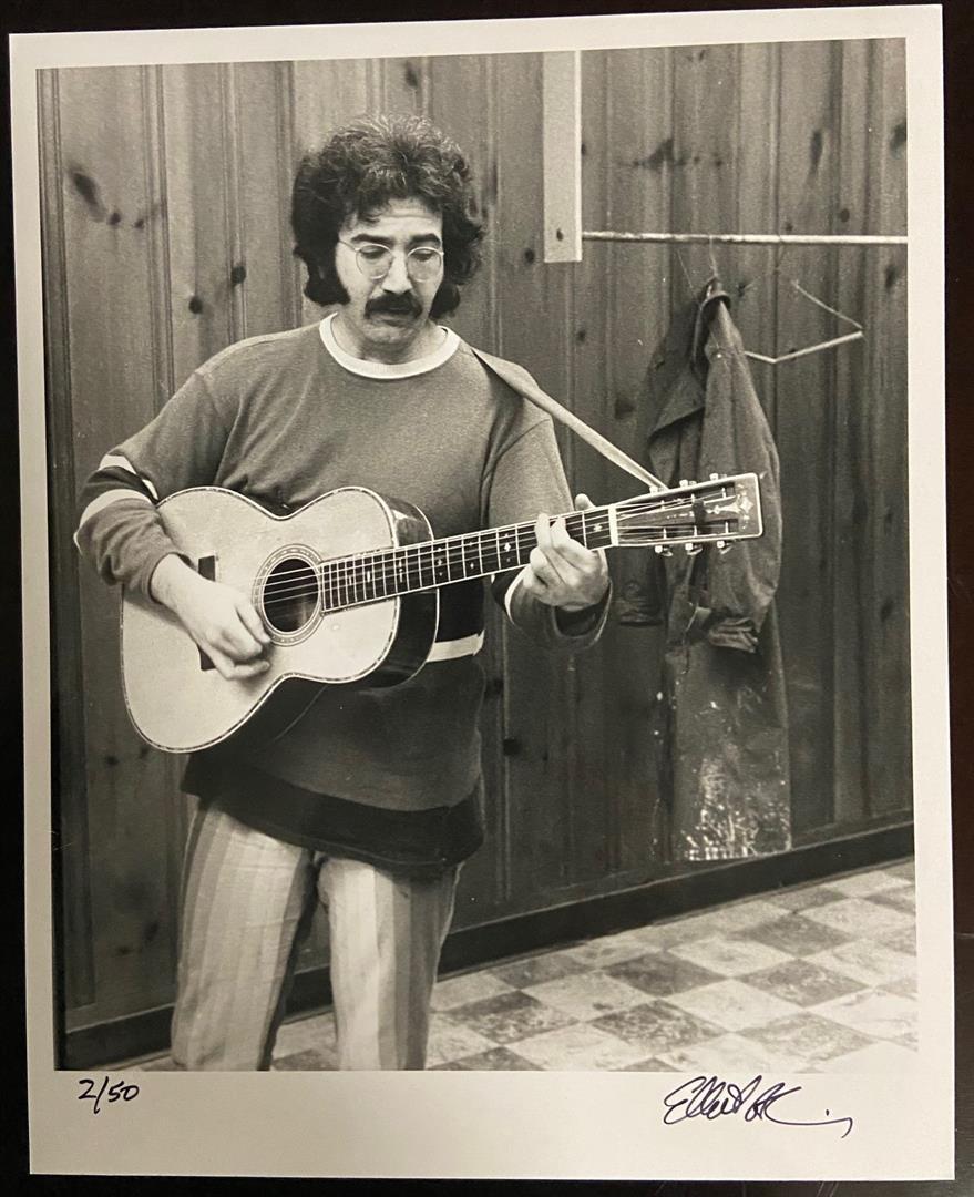 Jerry Garcia by Elliot Blinder: An 8x10" signed & numbered photo of Jerry Garcia backstage in Boston 1969, by Rolling Stone photographer Elliot Blinder