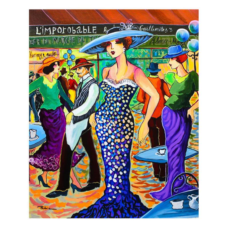 Champs-Elysees Cafï¿½ by Govezensky Original: Patricia Govezensky, "Champs-Elysees Café" Hand Signed Original Acrylic on Canvas with Letter of Authenticity. Measures Approximately 20" x 16".