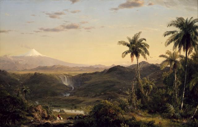 Frederic Edwin Church - Cotopaxi Ecuador: Artist: Frederic Edwin Church - Title: Cotopaxi Ecuador - Medium: Fine Art Giclee on Canvas - Image Size: Approximately 13 inches x 20 inches - Framed: Unframed on Unstretched Canvas - Biography: Fred