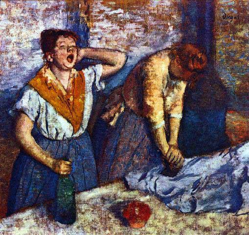 Edgar Degas - Two Cleaning Women: Artist: Degas - Title: Two Cleaning Women - Medium: Fine Art Reproduction Giclee on Archival Canvas - Image Size: Approximately 19 inches x 20 inches - Framed: Unframed on Unstretched Canvas - Edgar D
