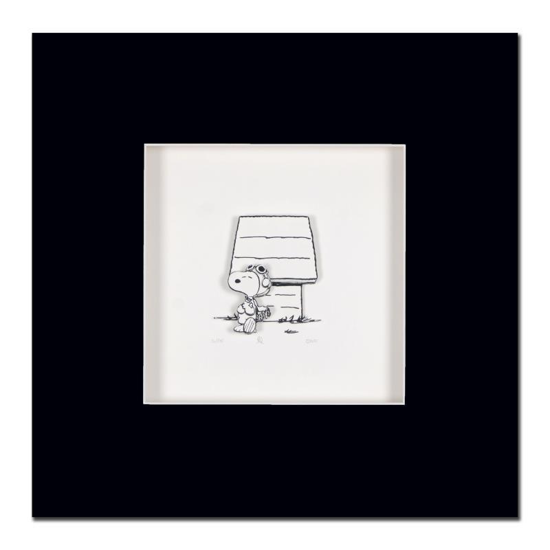 Hero by Peanuts: Created from the original artwork archived at the studio, "Hero" portrays the simple yet emotive art of Charles. M. Schulz, creator of PEANUTS. This 3D decoupage print on paper is hand numbered with C