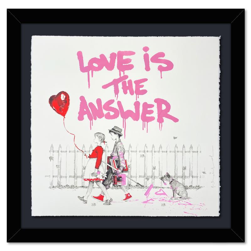 I'm Yours: Love Is The Answer by Mr Brainwash: "I'm Yours: Love Is The Answer" is a limited edition silkscreen on paper by Mr Brainwash. This piece is numbered 8/20, hand signed by the artist and bears Mr Brainwash's thumbprint inverso. The piece 