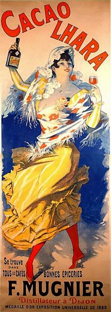 Jules Cheret - F. Mugnier Cacao Lhara: Artist: Jules Cheret - Title: F. Mugnier Cacao Lhara - Medium: Fine Art Giclee on Canvas - Image Size: Approximately 20 inches x 7 inches - Unframed on Unstretched Canvas - Biography: Jules Cheret (Fr