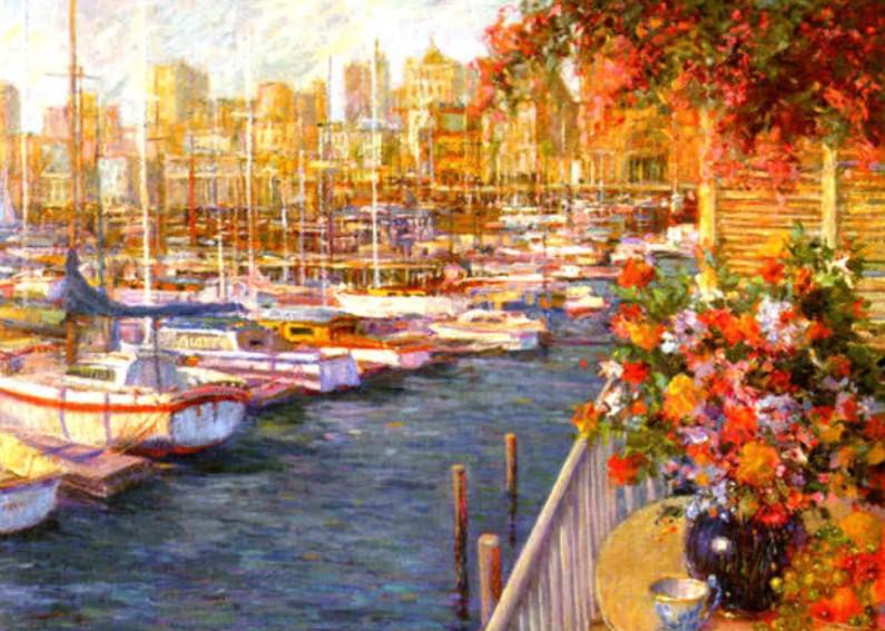 Mediterranean Sunrise by Henri Plisson on paper: Serigraph on paper, 25 x 33.5, unframed w/COA