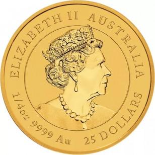 2021 $25 Elizabeth II Australia 1/4oz Gold Coin: One 2021 $25 Elizabeth II Australia 1/4oz Gold Coin.