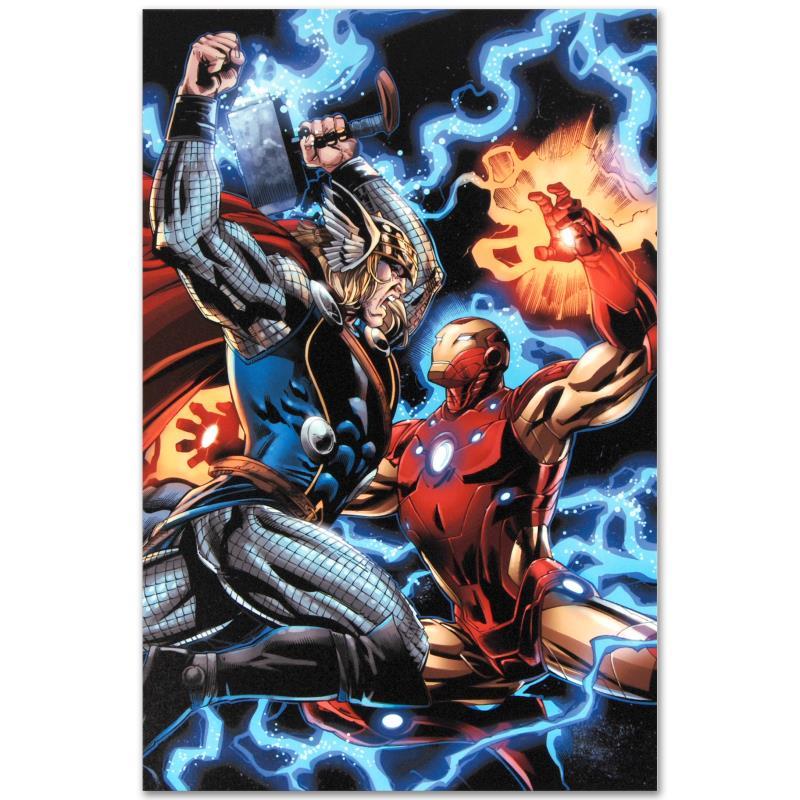 Iron Man/Thor #3 by Marvel Comics: Iron Man/Thor #3 by Marvel Comics. A piece of comic book history, this limited edition, from original art by Scot Eaton, depicts an action packed scene starring Iron Man and Thor. Born and raised in V
