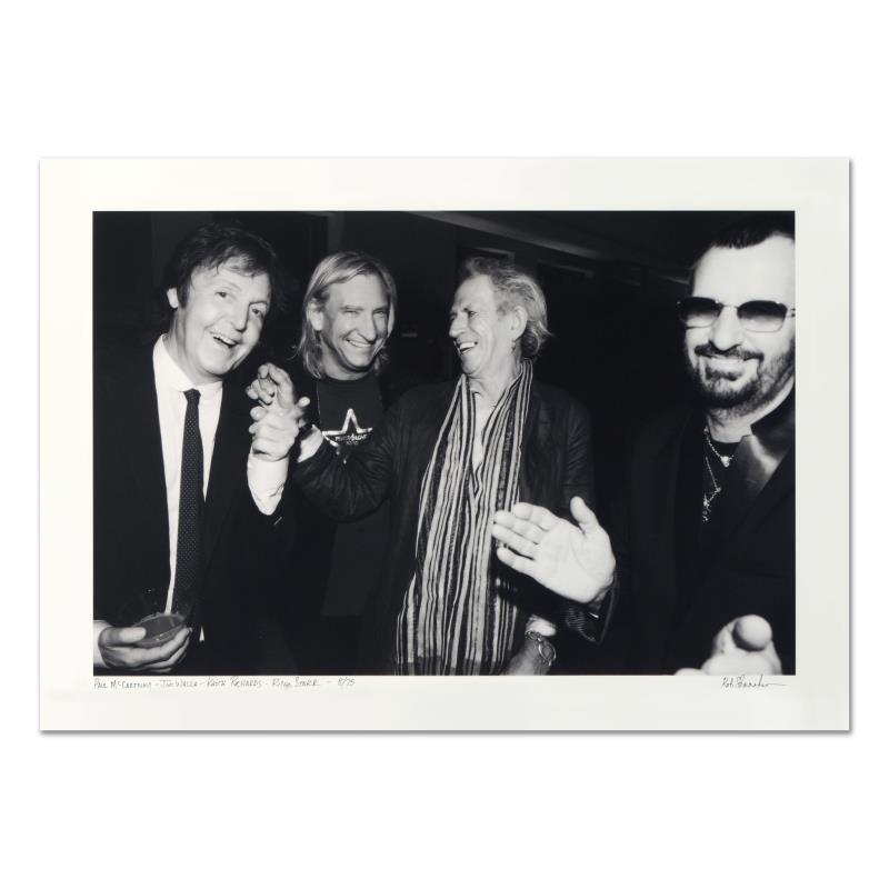 Paul McCartney, Joe Walsh, Keith Richards & Ringo Starr by Shanahan, Rob: Paul McCartney, Joe Walsh, Keith Richards & Ringo Starr by Shanahan, Rob. "Paul McCartney, Joe Walsh, Keith Richards & Ringo Starr" is a limited edition giclee on paper, numbered and hand signed by ac
