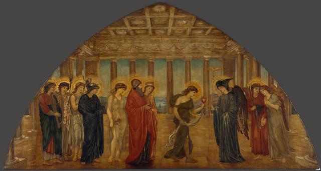 Edward Burne-Jones - Cupid and Psyche: Artist: Edward Burne-Jones - Title: Cupid and Psyche - Medium: Fine Art Reproduction Giclee on Canvas - Image Size: Approximately 10.5 inches x 20 inches - Unframed on Unstretched Canvas - Biography: