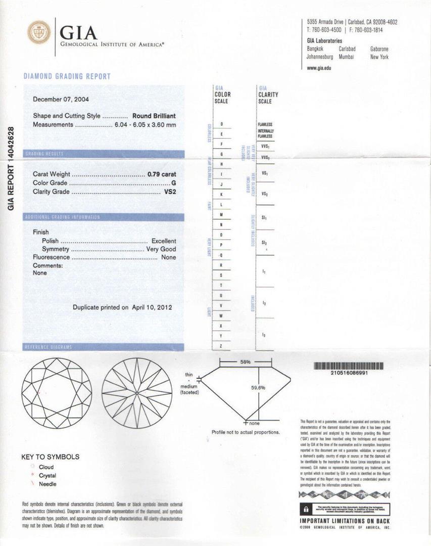 Tacori 18k Gold .79 ctw GIA Round Diamond Solitaire Engagement & Wedding Band Se: Tacori 18k Gold .79ct GIA Round Diamond Solitaire Engagement & Wedding Band Set. Please see photos and description for all available information. An estate solid 18k yellow gold engagement ring and we