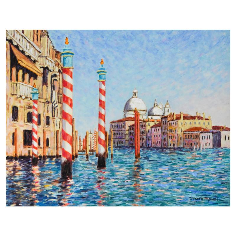 Candy Canes of Venice by Monet, Diane: Candy Canes of Venice by Monet, Diane. "Candy Canes of Venice" is a limited edition giclee on canvas by Diane Monet, numbered and hand signed by the artist. Includes Letter of Authenticity. Measures a