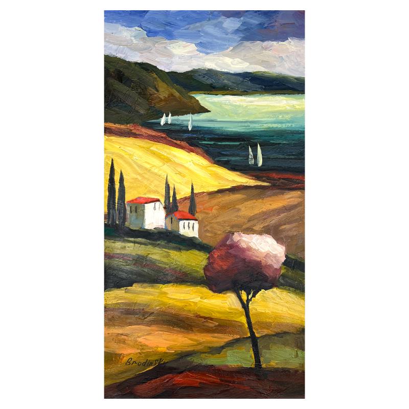 Untitled by Brodinsky Original: This is an original painting oil on canvas by Slava Brodinsky. Hand signed by the artist, this piece comes with a letter of authenticity. Measures approximately 30" x 16" (image).