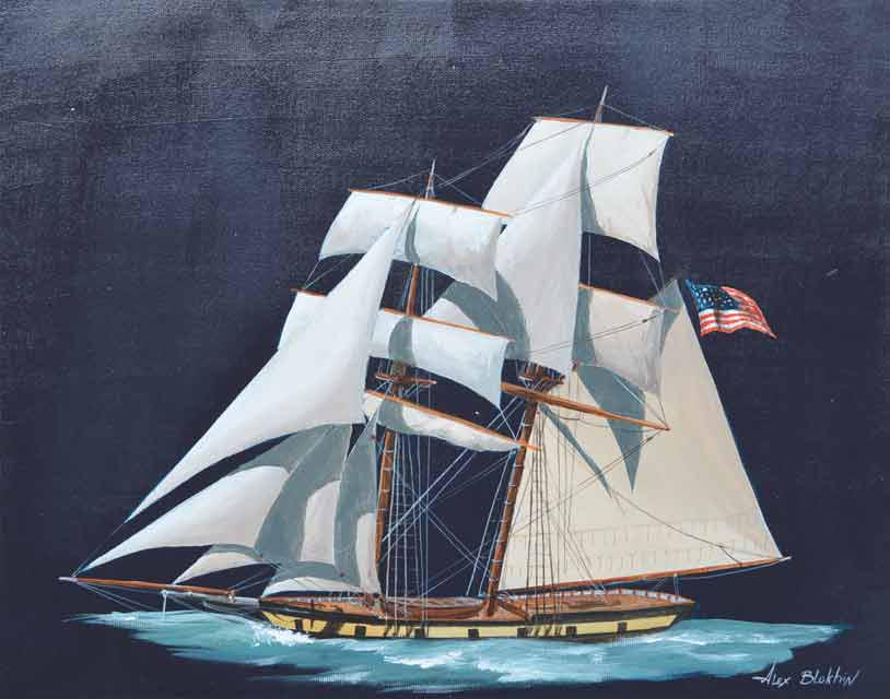 BLOKHIN ** BALTIMORE CLIPPER** ORGINAL ACRYLIC: BLOKHIN ** BALTIMORE CLIPPER** ORGINAL ACRYLIC . Artist: Alexander Blokhin (b.1971) - Title: Baltimore Clipper - Medium: Acrylic on Canvas - Signature: This one-of-a-kind work is hand-signed by the ar