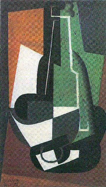 Juan Gris - Carrafe: Artist: Juan Gris - Title: Carrafe - Medium: Fine Art Reproduction Giclee on Canvas - Image Size: Approximately 20 inches x 11.25 inches - Unframed on Unstretched Canvas - Biography: Jose Victoriano G