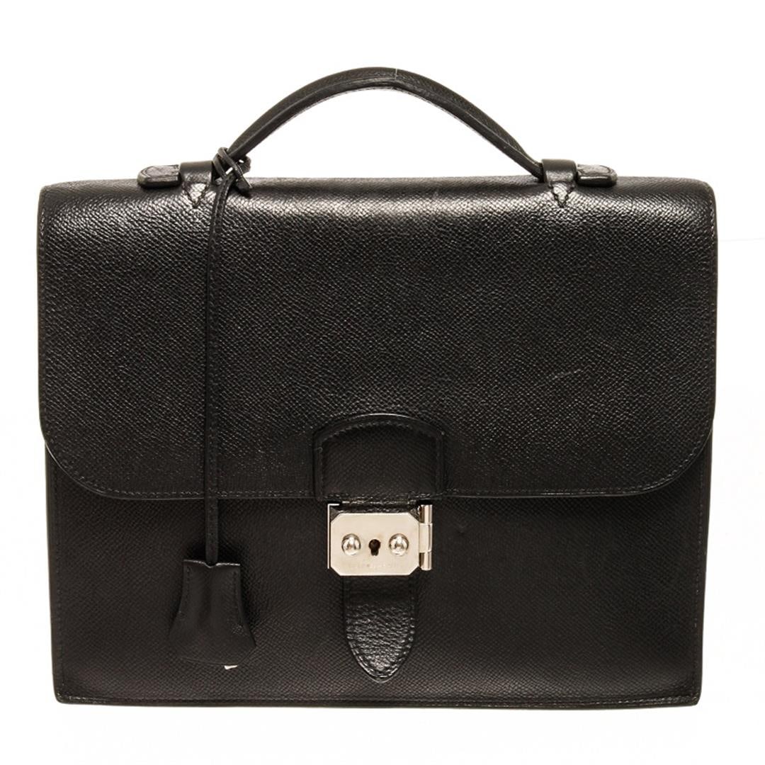 Hermes Black Swift Leather Sac a Depches Bag: Hermes Black Swift Leather Sac a Depches Bag. All available information is listed in the description and shown in the photos. Hermes black swift leather Sac a Depches bag with noir black swift leather