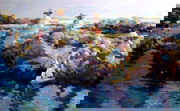 Rocky Point by Don Hatfield on canvas: Serigraph on canvas, 27 x 43, unframed w/COA