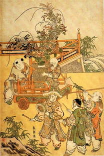 Hokusai - Chinese Children: Artist: Katsushika Hokusai - Title: Chinese Children - Medium: Fine Art Giclee on Canvas - Image Size: Approximately 20 inches x 13.5 inches - Unframed on Unstretched Canvas - Biography: ( c. 31 Octob
