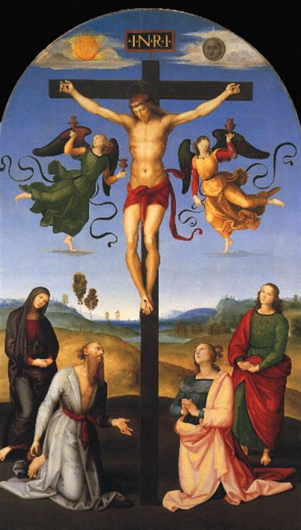 Raphael - Crucified Christ: Artist: Raphael - Title: Crucifed Christ - Medium: Fine Art Giclee on Canvas - Image Size: Approximately 32 inches x 18.25 inches - Unframed on Unstretched Canvas - Biography: Raffaello Sanzio da Urbi