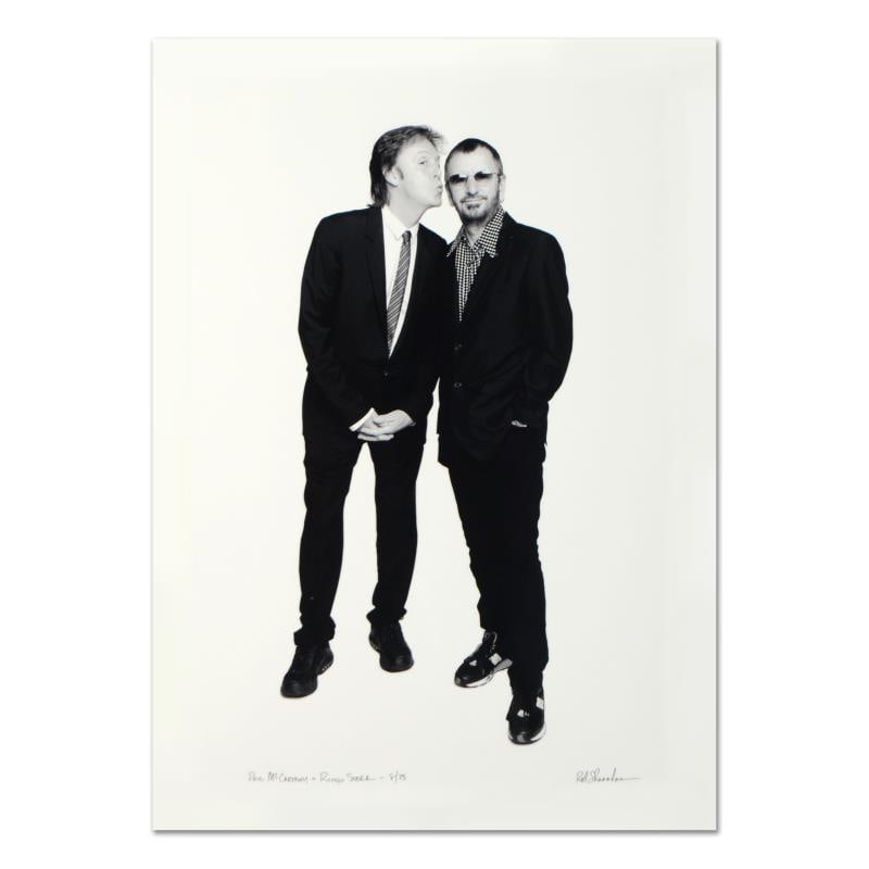 Paul McCartney & Ringo Starr by Shanahan, Rob: "Paul McCartney & Ringo Starr" is a limited edition giclee on paper, numbered and hand signed by acclaimed music industry photographer Rob Shanahan. Includes Certificate of Authenticity. Measures appr