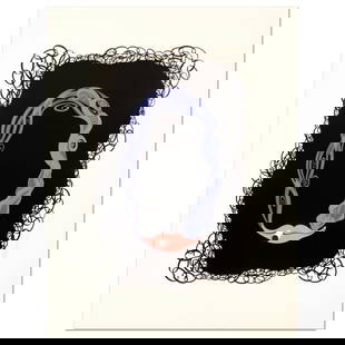 Numeral 0 by Erte (1892-1990): "Numeral 0" is a limited edition serigraph on paper by Erte (1892-1990), numbered and hand signed by the artist. Includes Certificate of Authenticity. Measures approx. 17.5" x 22.5" (border), 12" x 18