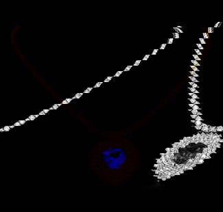 14KT Yellow Gold 13.62 ctw Tanzanite and Diamond Necklace: One electronically tested 14KT yellow gold Ladies combination cast & assembled necklace with a hidden box clasp with a bright polish finish. Condition is new. Measurements: 16" in length. Identified w