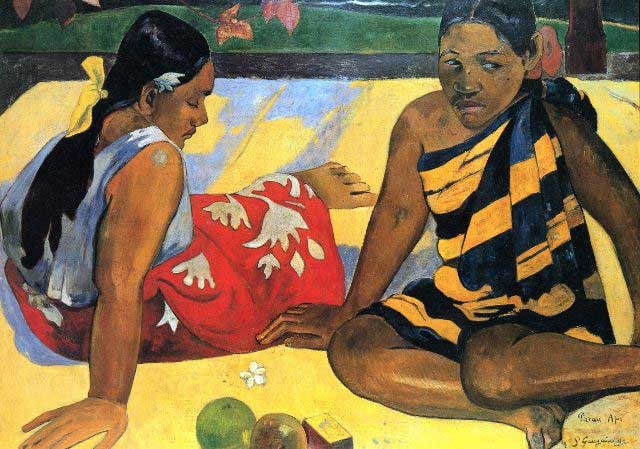 Paul Gauguin - Two Women From Tahiti: Artist: Paul Gauguin - Title: Two Women From Tahiti - Medium: Fine Art Reproduction Giclee on Canvas - Image Size: Approximately 22.5 inches x 32 inches - Unframed on Unstretched Canvas - Biography: F