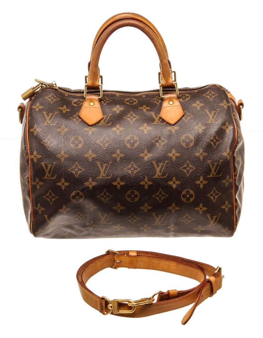 Louis Vuitton Brown Monogram Canvas Speedy 30cm Satchel Bag: Louis Vuitton Brown Monogram Canvas Speedy 30cm Satchel Bag. All available information is listed in the description and shown in the photos. Louis Vuitton Brown Monogram Canvas Speedy 30cm Satchel Bag