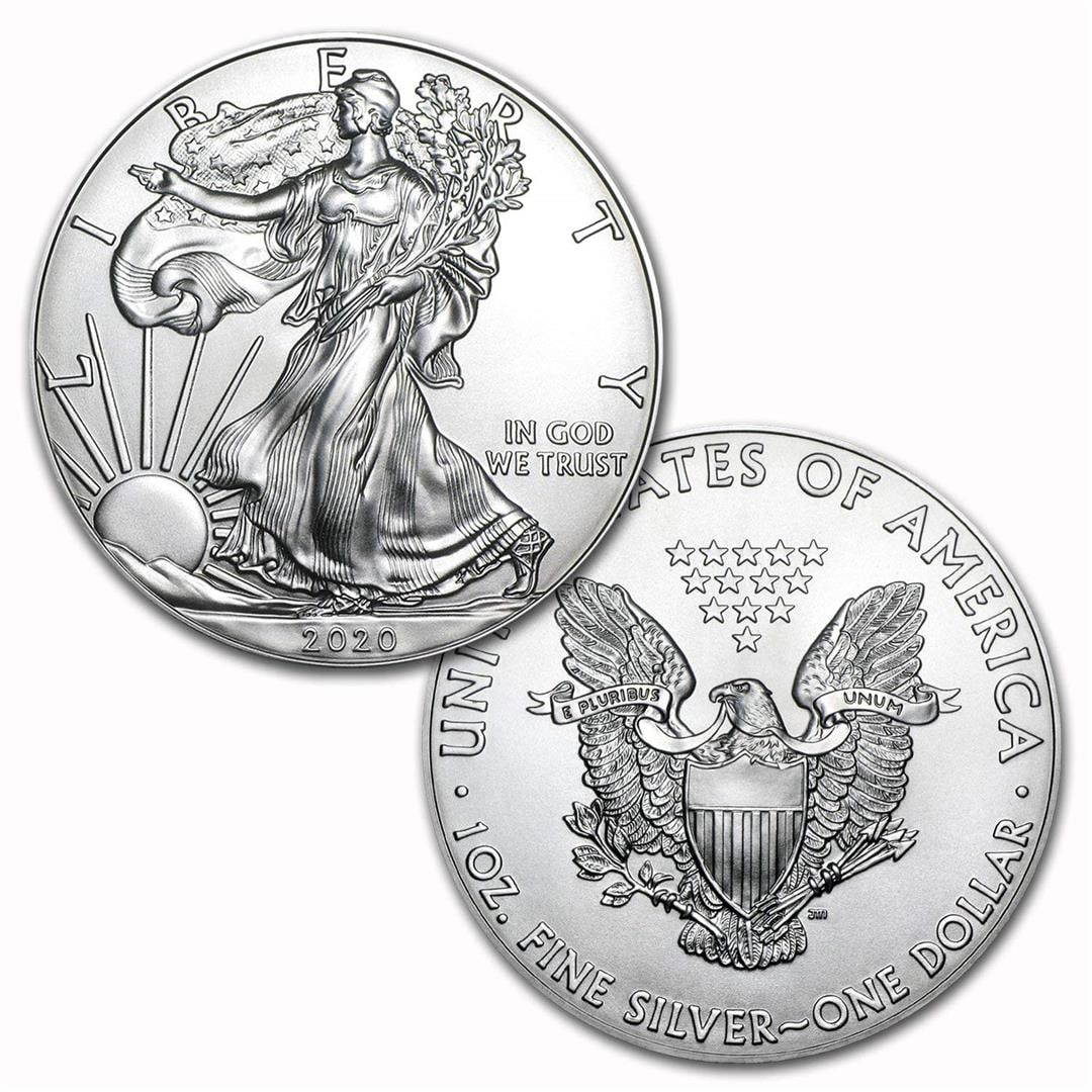 2020 American Silver Eagle .999 Fine Silver Dollar Coin: One 2020 American Silver Eagle .999 Fine Silver Dollar Coin.