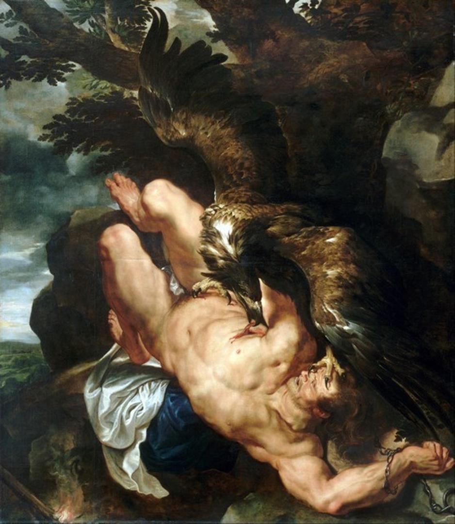 Sir Peter Paul Rubens - Prometheus Bound: Artist: Sir Peter Paul Rubens - Title: Prometheus Bound - Medium: Fine Art Reproduction Giclee on Canvas - Image Size: Approximately 20 inches x 17.25 inches - Unframed on Unstretched Canvas - Biograp