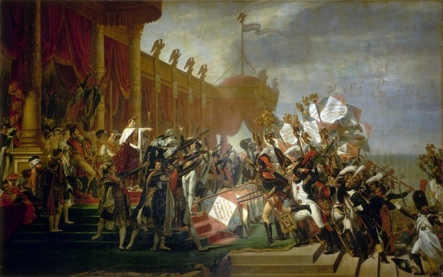 Jacques-Louis David - The Army takes an Oath to the Emperor: Artist: Jacques-Louis David - Title:The Army takes an Oath to the Emperor - Medium: Fine Art Reproduction Giclee on Canvas - Image Size: Approximately 20 inches x 32 inches - Unframed on Unstretched C