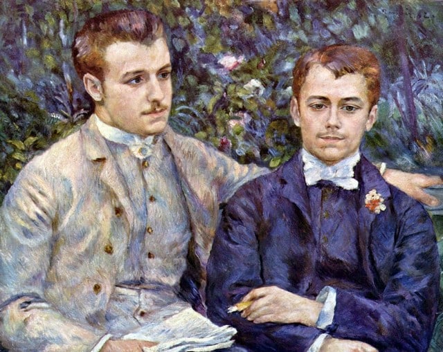 Renoir - Portrait Of Charles And George: Artist: Pierre-Auguste Renoir 1841-1919 - Title: Portrait Of Charles And George - Medium: Fine Art Reproduction Giclee on Canvas - Image Size: Approximately 15.75 inches x 20 inches - Unframed on Unst