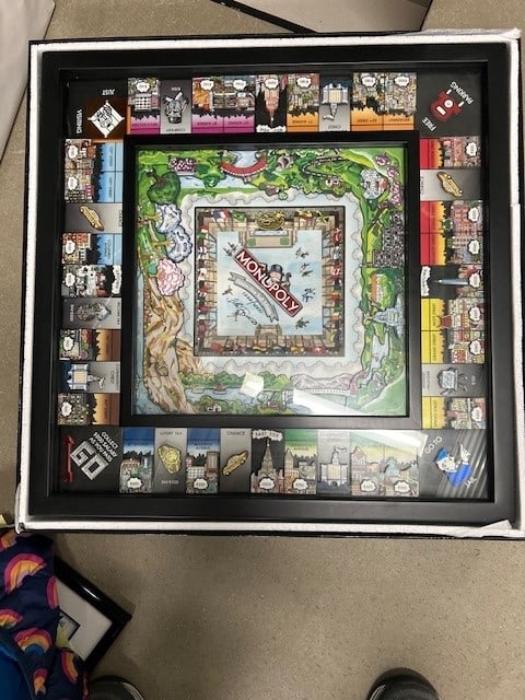 New York Monopoly Boxed Set by Fazzino: New York Pop Artist Charles Fazzino has applied his unique 3D style of pop-up art to the Game of Monopoly. The unused boxed game measures 24.5x24.75"