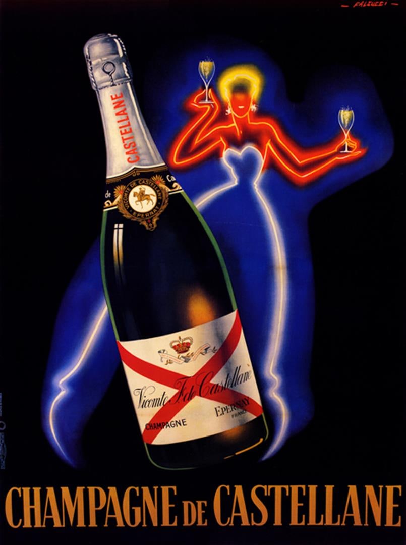 Robert Falcucci - Champagne Castellane: Artist: Robert Falcucci Title: Champagne Castellane Medium: Fine Art Giclee on Canvas Image Size: Approximately 20 inches x 15 inches Unframed on Unstretched Canvas Details: This is a beautiful Reprod