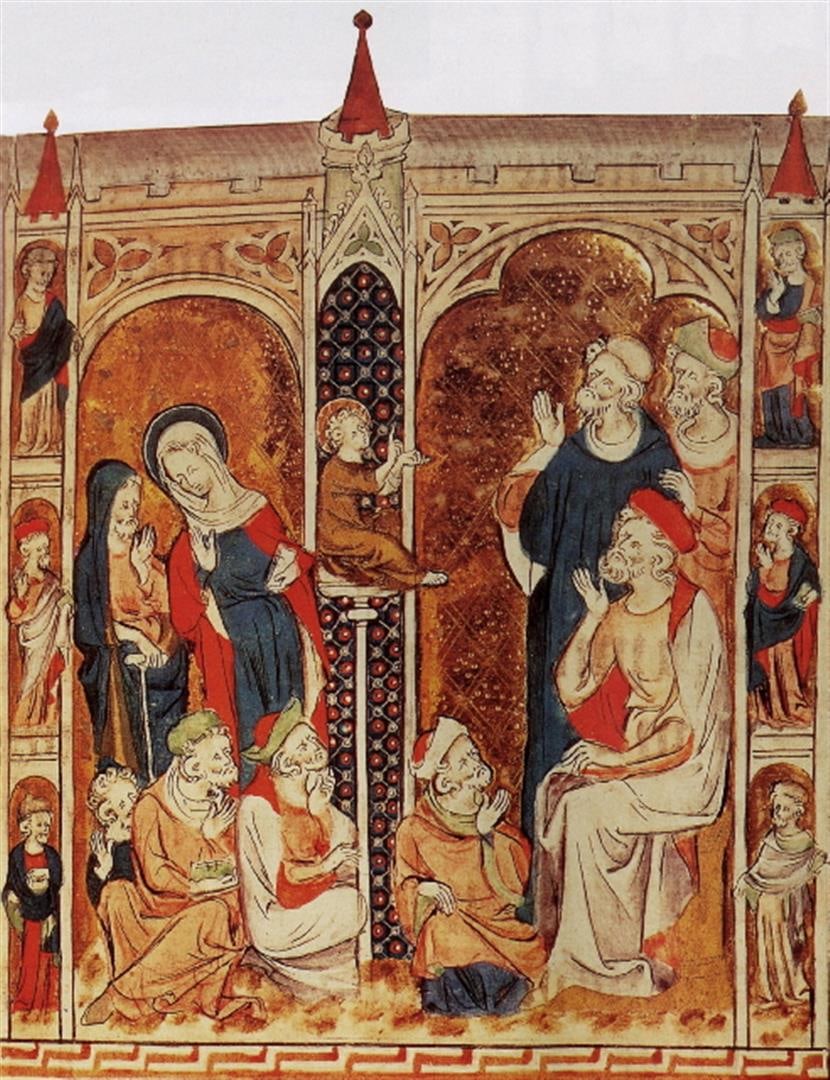 Mary Psalter - Twelve year old Christ in the temple: Artist: Mary Psalter - Title: Twelve year old Christ in the temple - Medium: Fine Art Giclee on Canvas - Image Size: Approximately 20 inches x 15.25 inches - Unframed on Unstretched Canvas - Biography