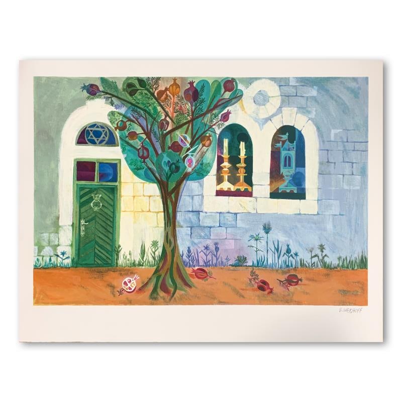 Jerusalem Home by Weishoff, Eliezer: This is a limited edition serigraph on paper by Eliezer Weishoff, numbered and hand signed by the artist. Includes Letter of Authenticity. Measures approximately 18.5" x 28.5" (image).