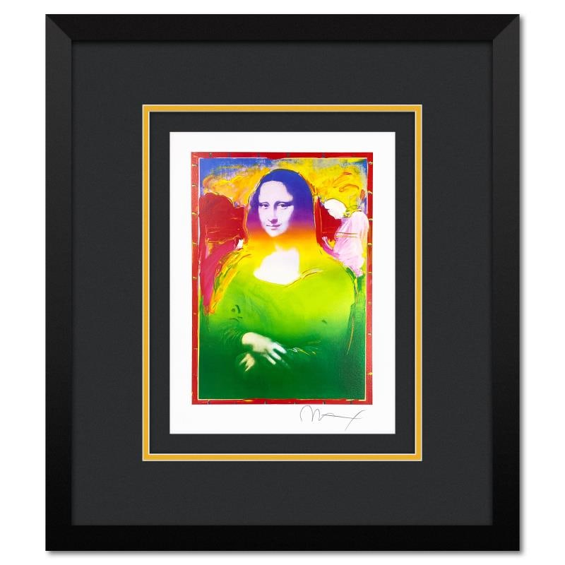 Mona Lisa II by Peter Max: "Mona Lisa II" is a limited edition lithograph on paper by Peter Max, numbered and hand signed by the artist. This piece comes framed. Includes Certificate of Authenticity from Peter Max Studios. Meas