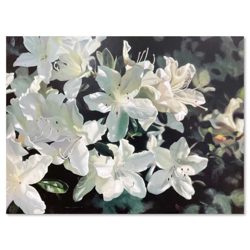 Azalea Cascade by Gerry, Michael: "Azalea Cascade" is a limited edition giclee on stretched canvas by by Michael Gerry, numbered 141/450 and hand signed by the artist. Includes Letter of Authenticity. Measures approx. 35.5" x 37.5" (i