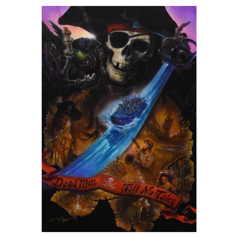 Dead Men Tell No Tales by John Alvin (1948-2008): "Dead Men Tell No Tales" is limited edition giclee on canvas by John Alvin (1948-2008), numbered and bearing the estate signature of the artist. This piece is licensed by Disney Fine Art. Includes Let