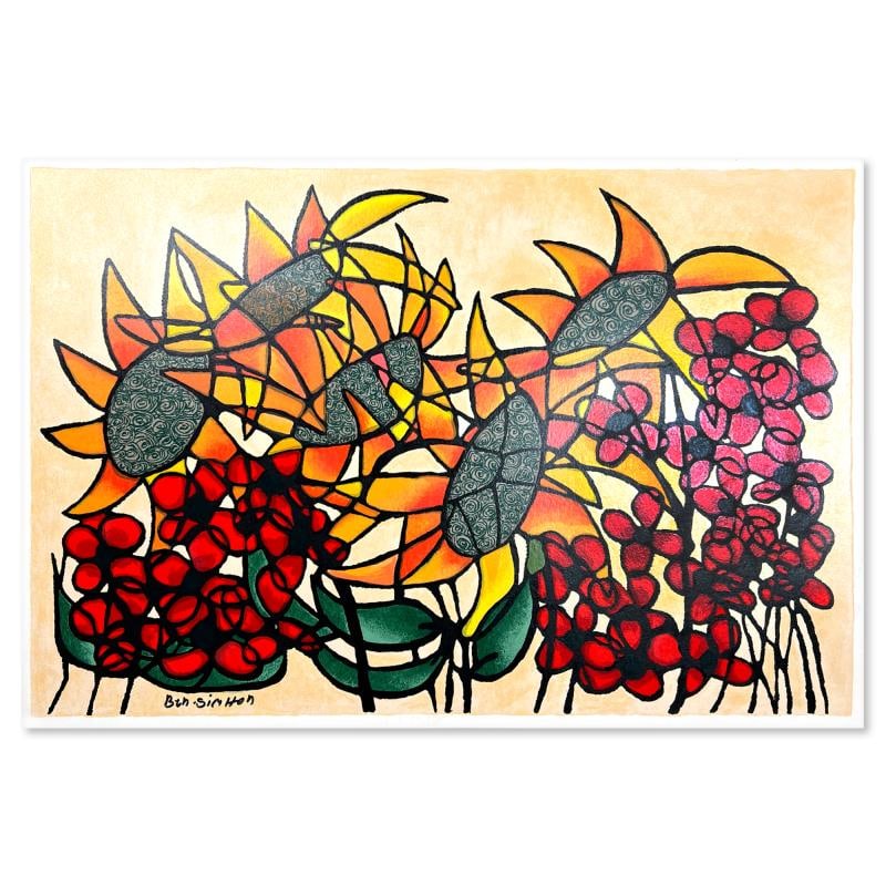Sunflowers by Ben-Simhon, Avi: "Sunflowers" is a limited edition on paper by Avi Ben-Simhon. The piece comes hand signed by the artist, numbered, and with a letter of authenticity. Measures approximately 18" x 27".